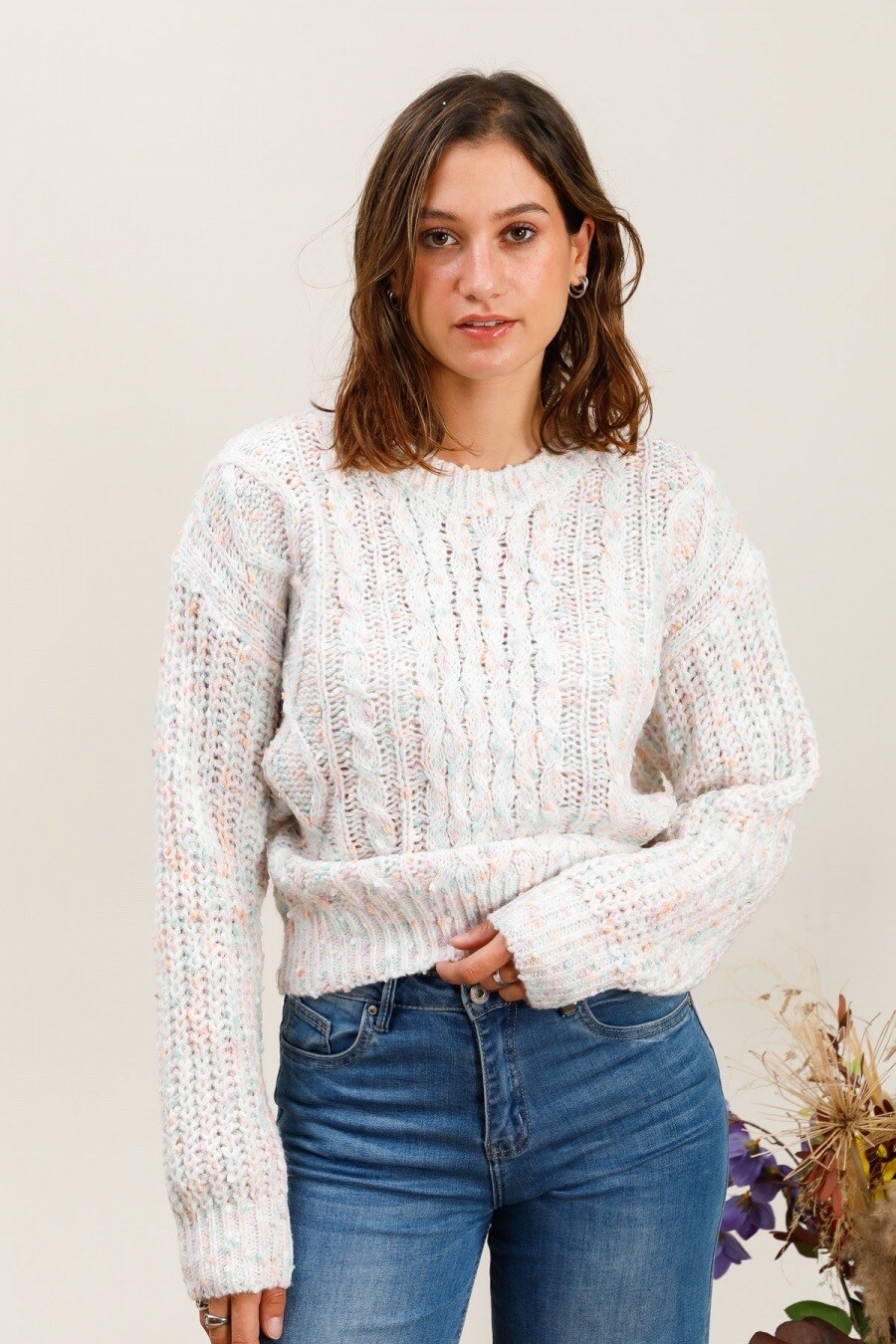 Mayorista Tandem - Suéter de cuello redondo multicolor