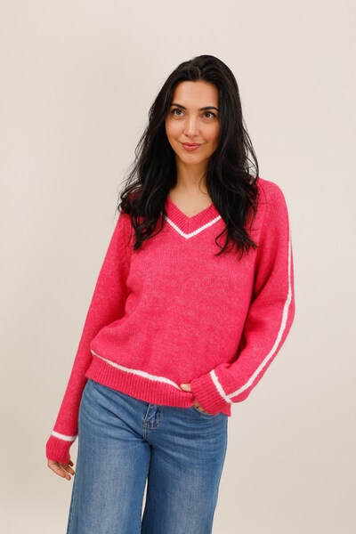 Grossista Tandem - MAGLIONE BICOLORE CON SCOLLO A V Grossista Tandem - MAGLIONE BICOLORE CON SCOLLO A V