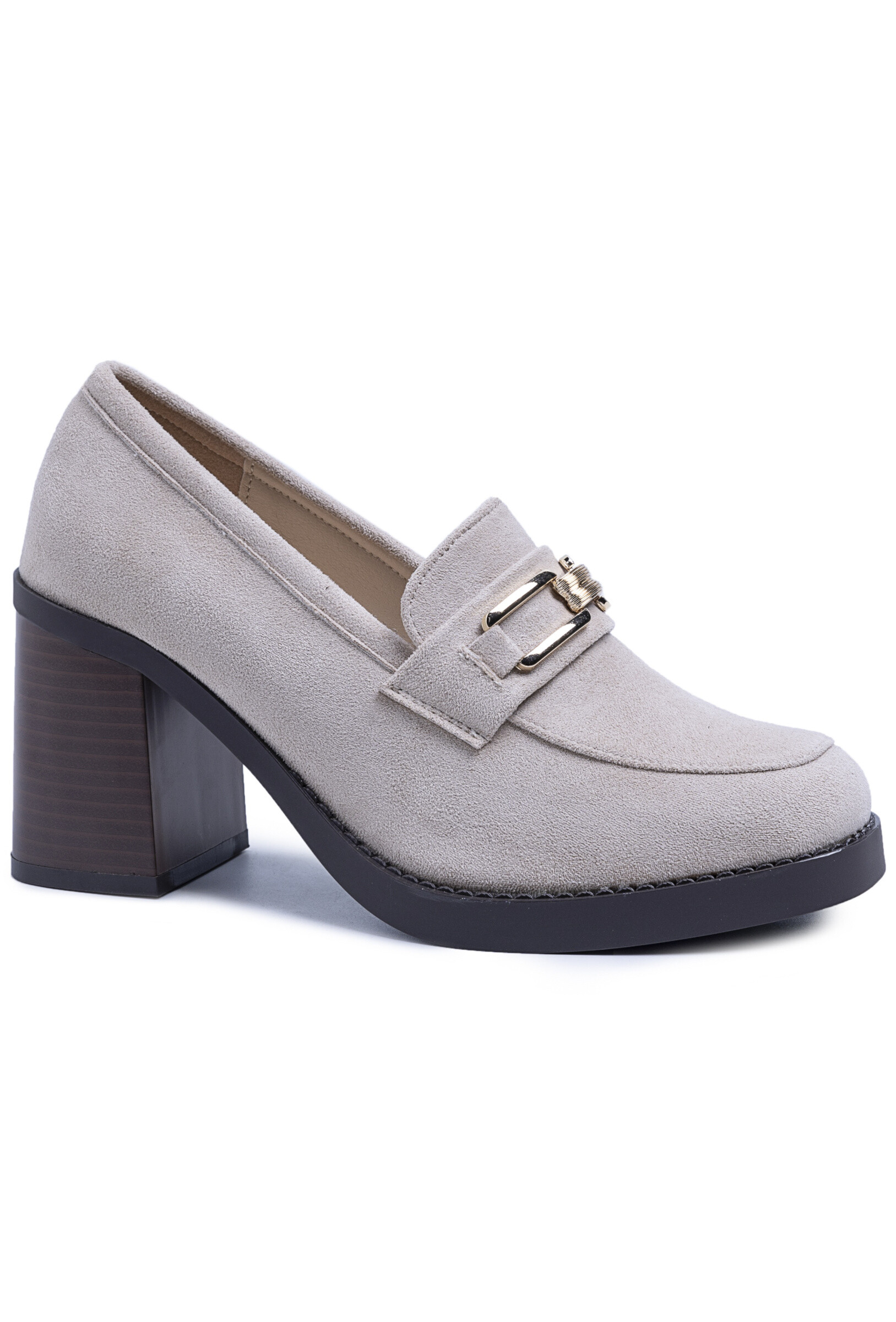 Mayorista TANIA - C'M Paris - MOCASINES TACÓN ANTE Y HEBILLA DECORATIVA