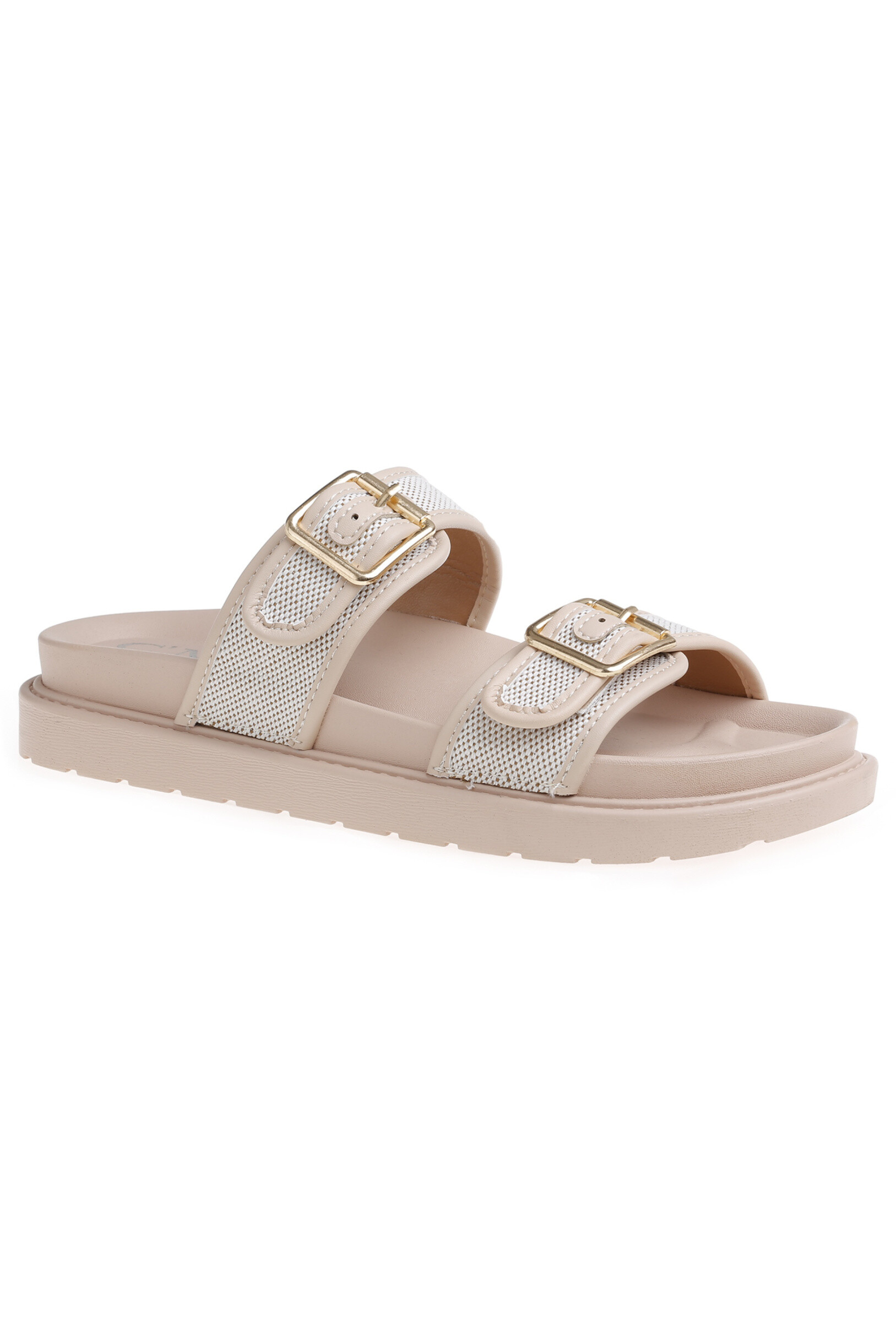 Grossiste TANIA - C'M Paris - MULE SEMELLE CRANTEE DOUBLE BRIDES EN TISSU