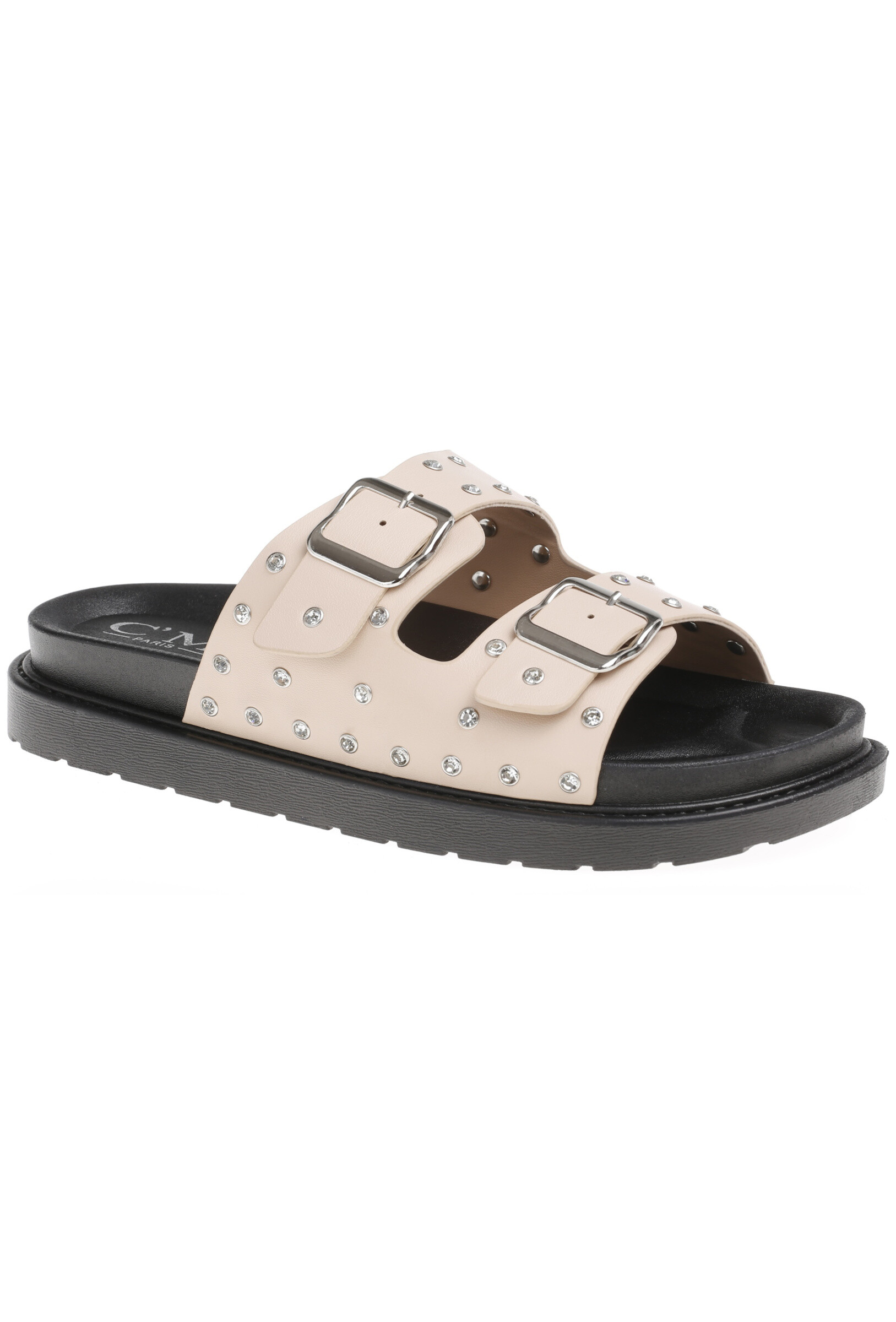 Grossiste TANIA - C'M Paris - mules cloutées double brides semelle crantée