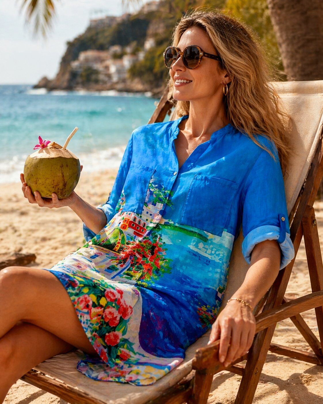 Wholesaler TDI FASHION - Long shirt with lemon and floral pattern