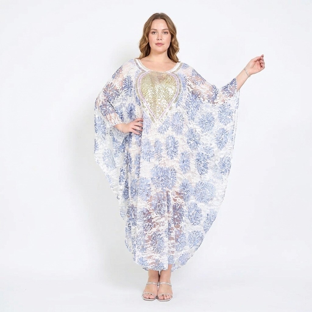 Wholesaler TDI FASHION - Long lace caftan with front sequin insert