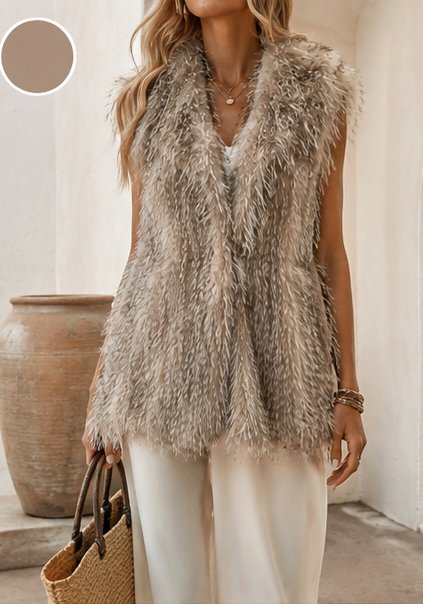 Grossiste TDI FASHION - Gilet Long Femme Effet Fourrure – Sans Manches Doux Oversize avec Longs Poils Grossiste TDI FASHION - Gilet Long Femme Effet Fourrure – Sans Manches Doux Oversize avec Longs Poils