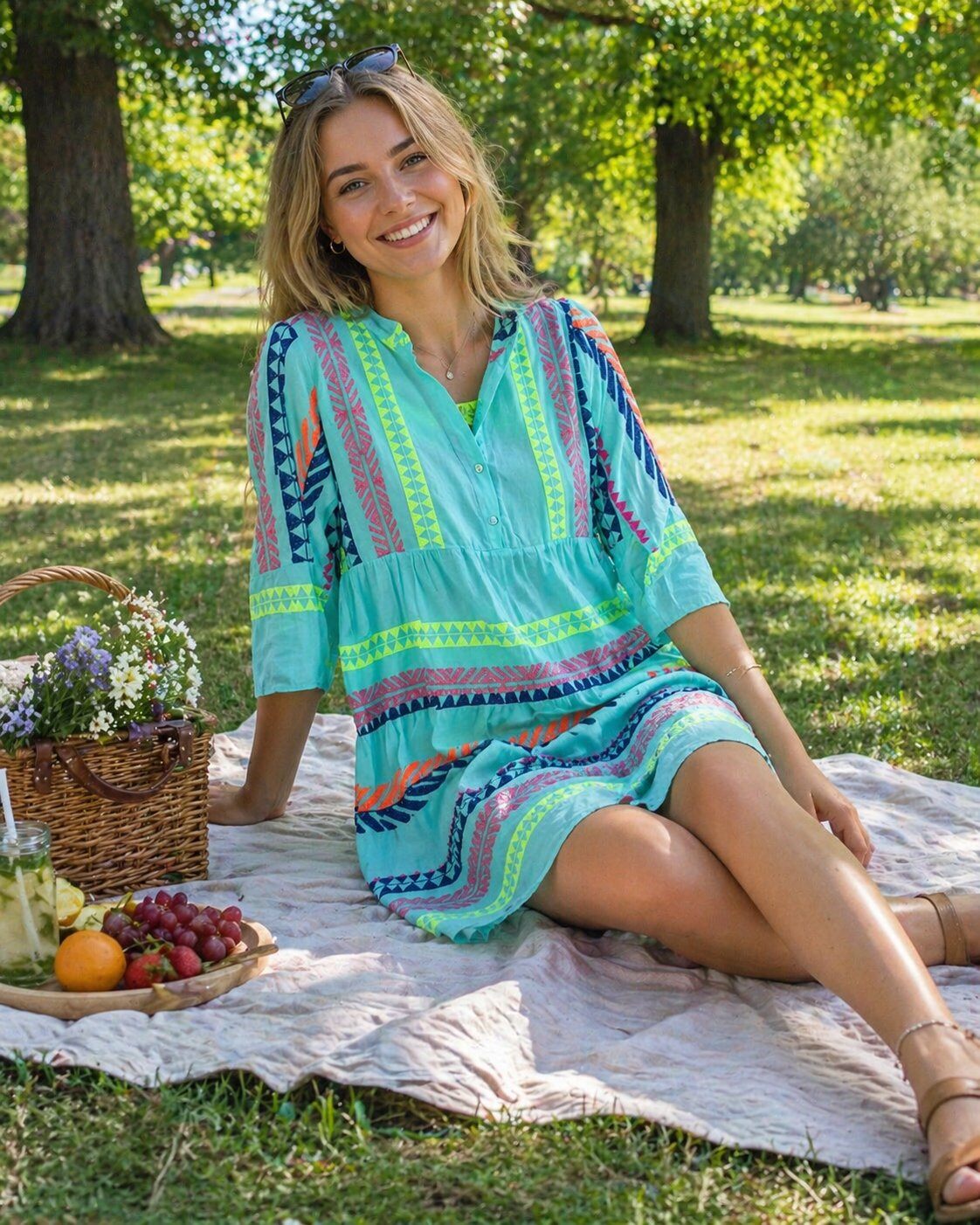 Grossista TDI FASHION - Abito corto in cotone con stampa boho