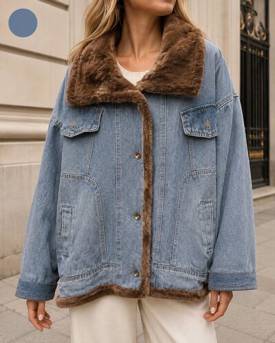 Wholesaler TDI FASHION - Women's Oversized Denim Jacket with Fur Collar – Winter Jean Jacket Wholesaler TDI FASHION - Women's Oversized Denim Jacket with Fur Collar – Winter Jean Jacket