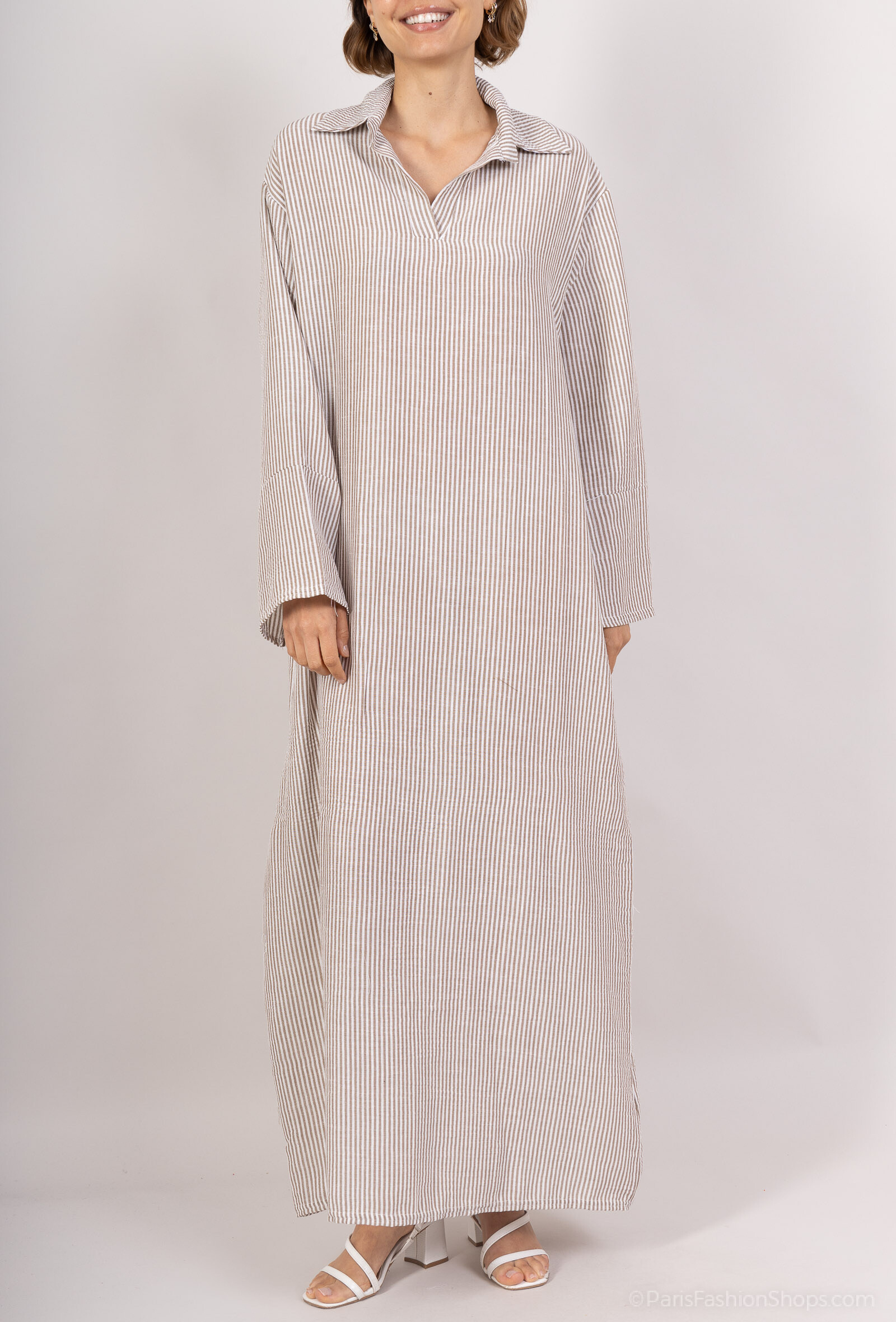 Grossista Tendance - Maglie a colori a colori Abaya con nodo a strisce