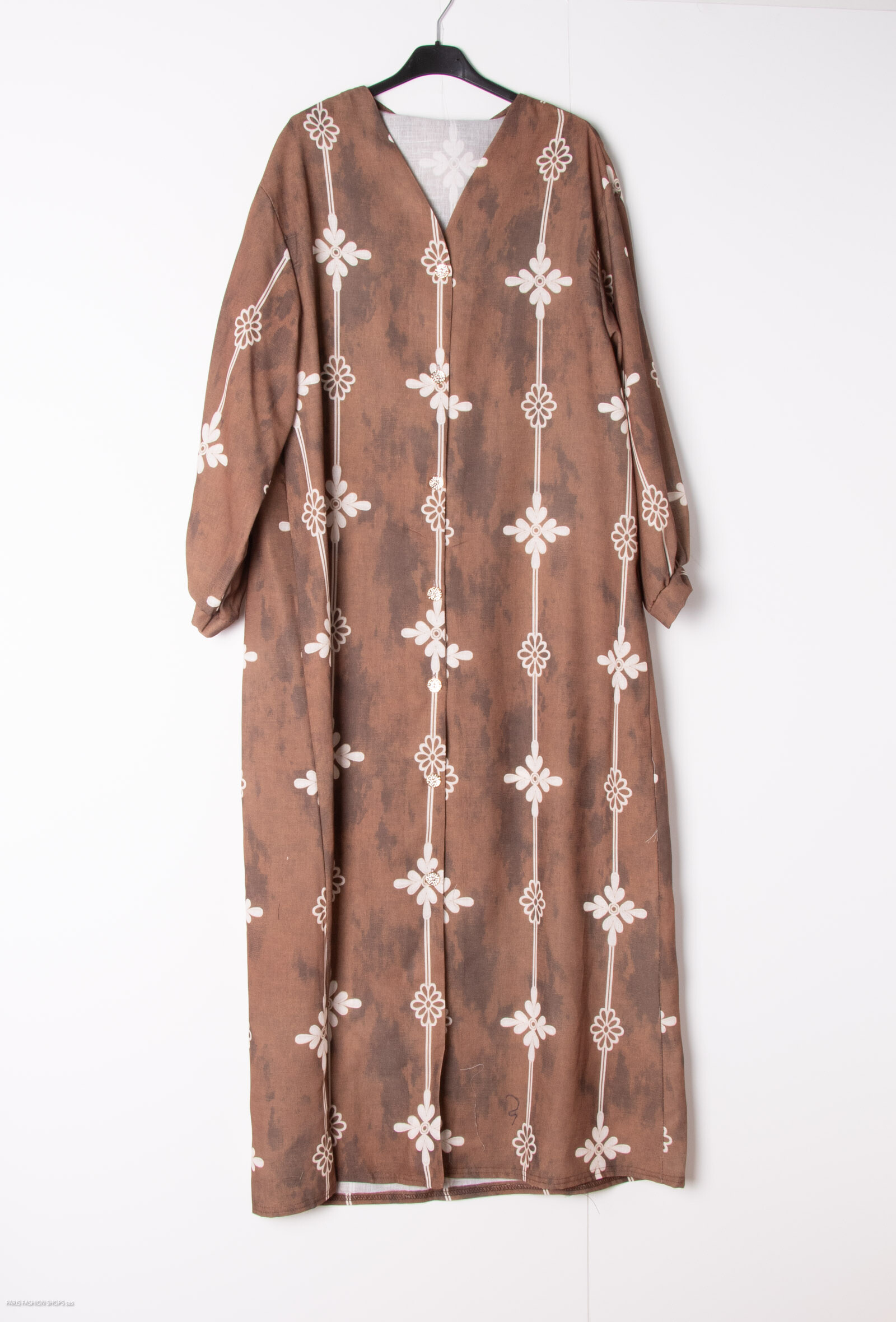 Grossiste Tendance - abaya gilet boutons manche bouffante tissu imprimé etoile
