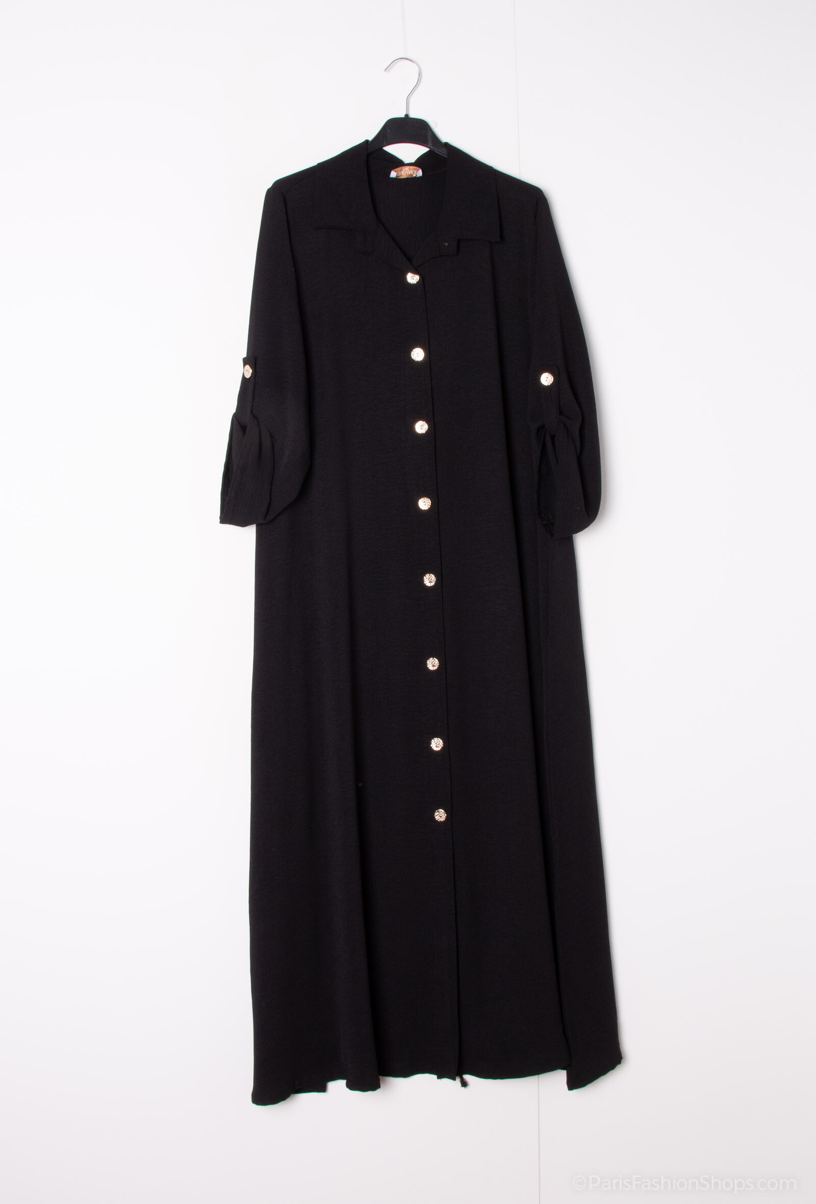Wholesaler Tendance - long dress with rolled-up sleeves and a buttoned collar, loose fit