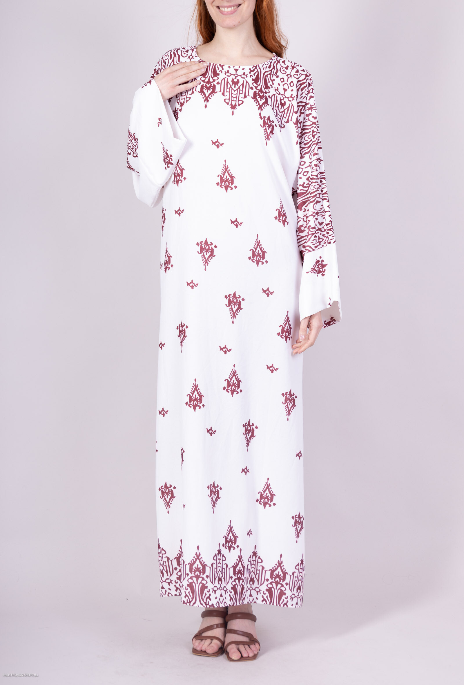 Grossiste Tendance - abaya imprime base orieltal manche longue