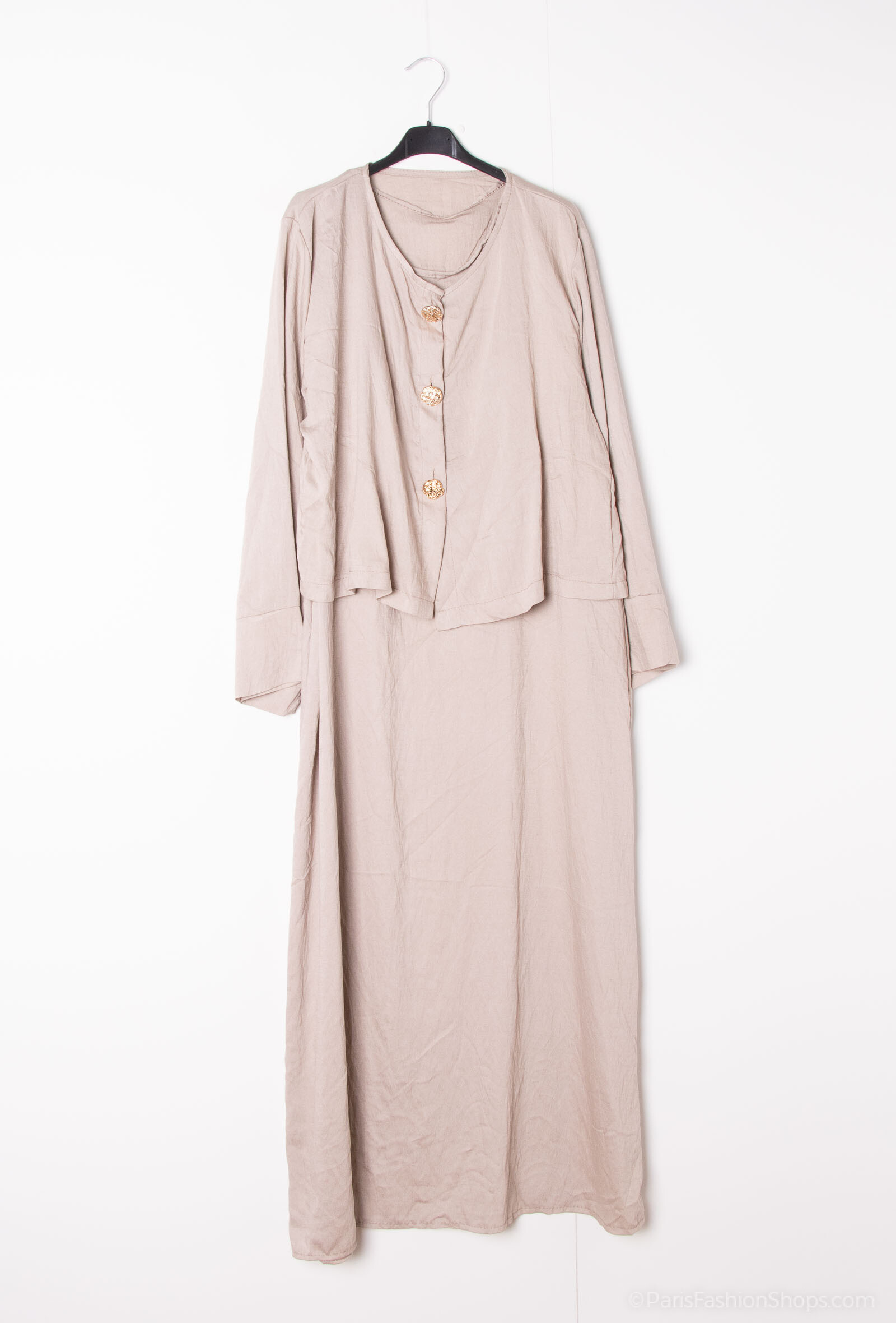 Wholesaler Tendance - short vest set 3 golden buttons viscose fabric long sleeve