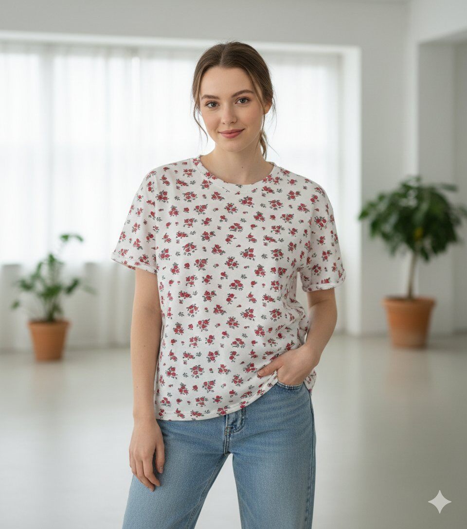 Grossiste TIMIAMI - Nouveau sweat à manches courtes à motif floral