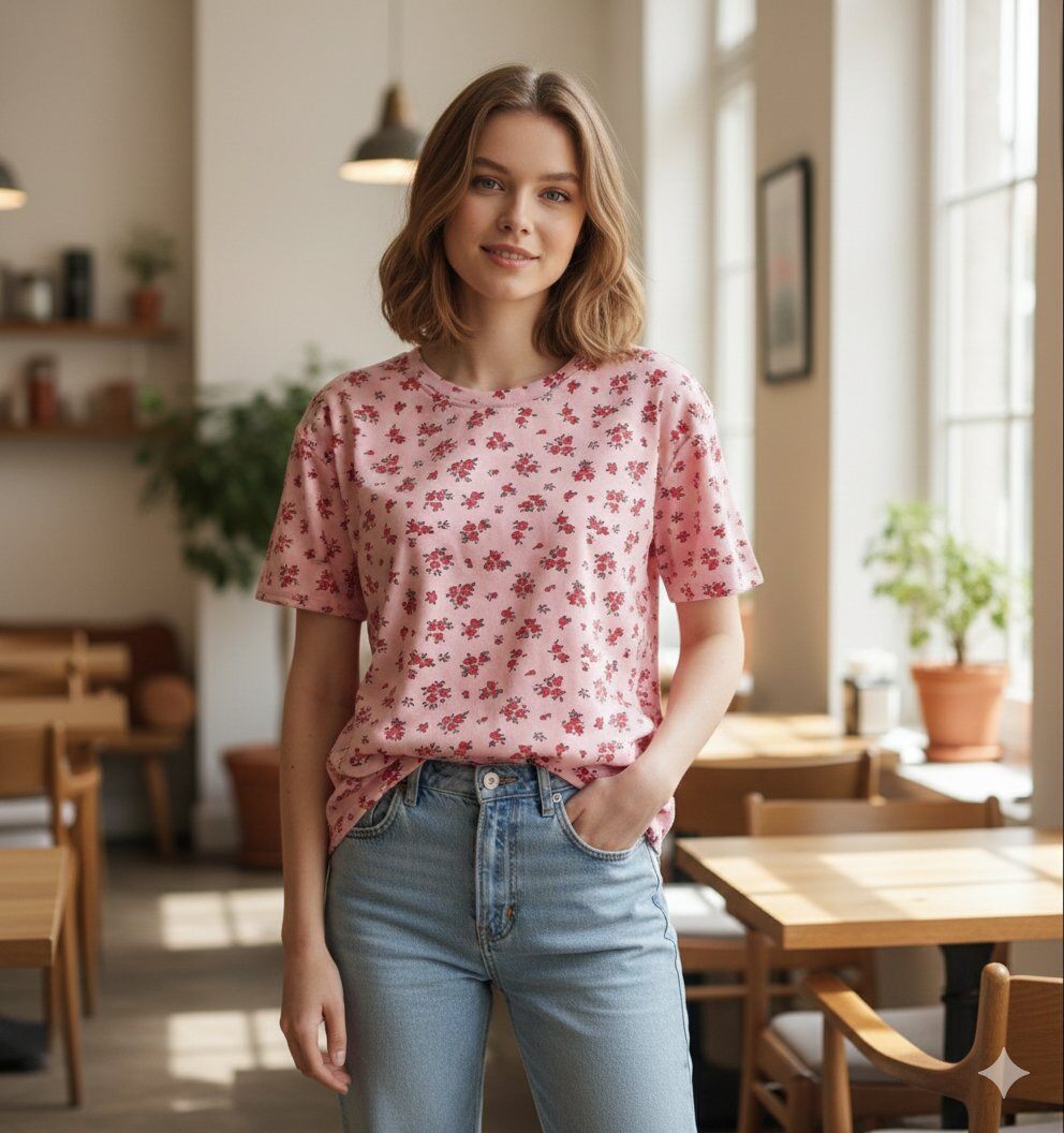 Grossiste TIMIAMI - Nouveau sweat à manches courtes motif floral