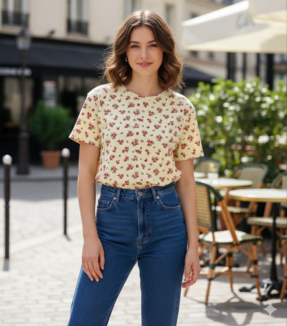 Grossiste TIMIAMI - Nouveau sweat à manches courtes motif floral
