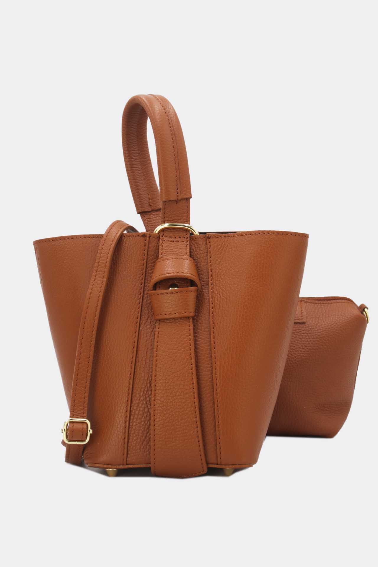 Wholesaler Tom & Eva - 2 Piece Set Cowhide Leather Bucket Bag Set