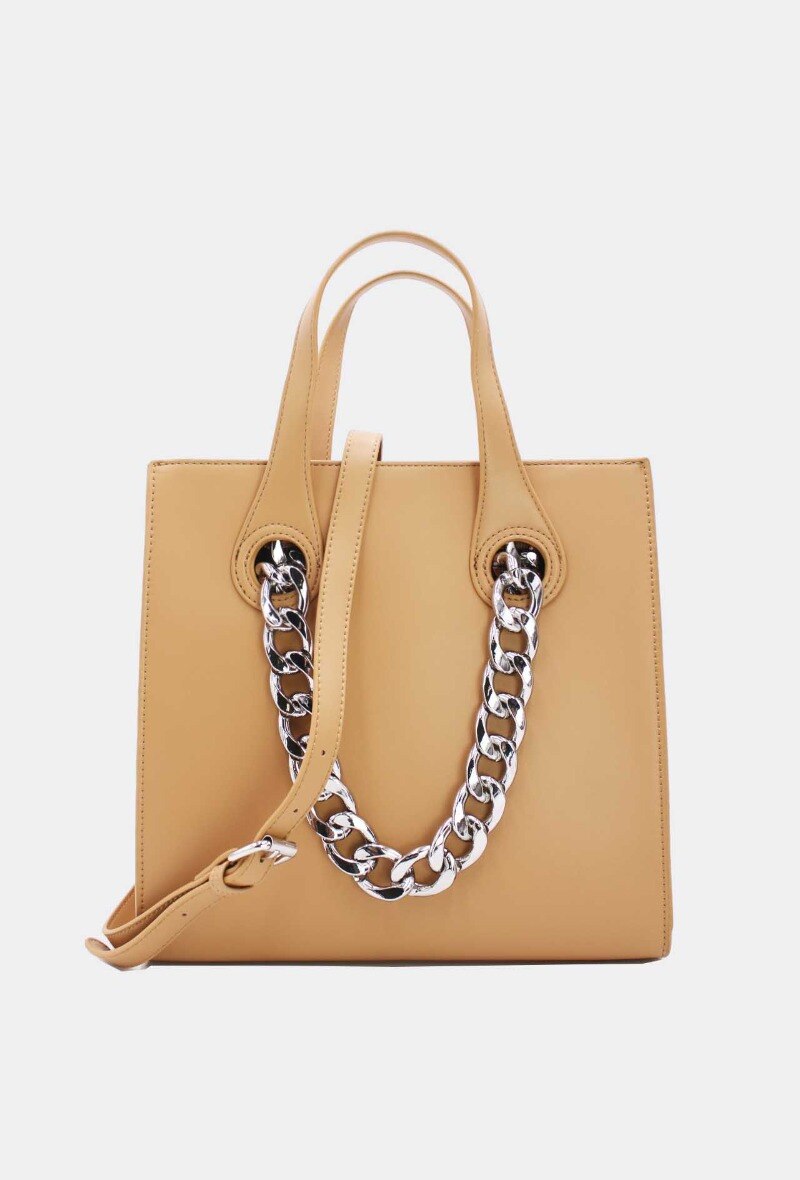 Wholesaler Tom & Eva - Hard Tote Bag With Chain Silver-6870