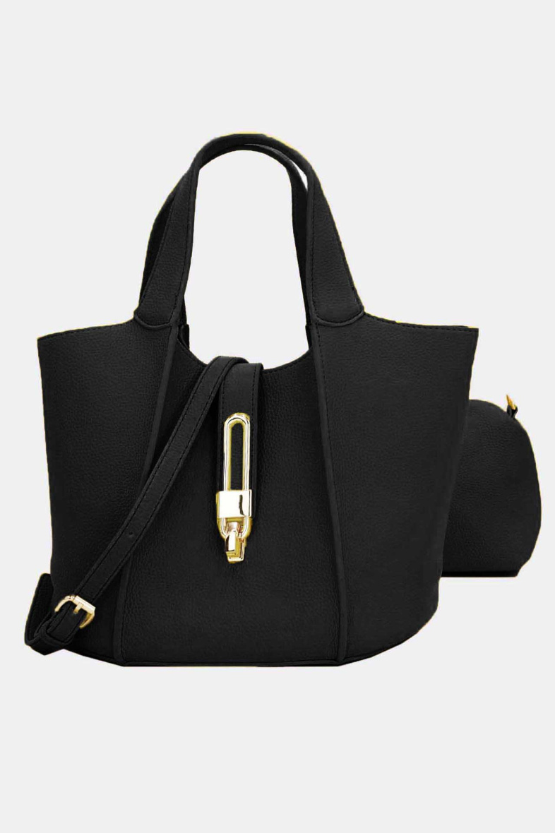 Grossiste Tom & Eva - Ensemble Deux Pièce Set Cabas Grainé Orné Serrure