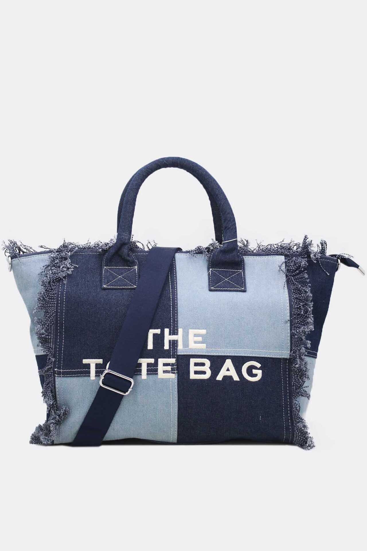 Grossiste Tom & Eva - Sac Cabas Denim Patchwork