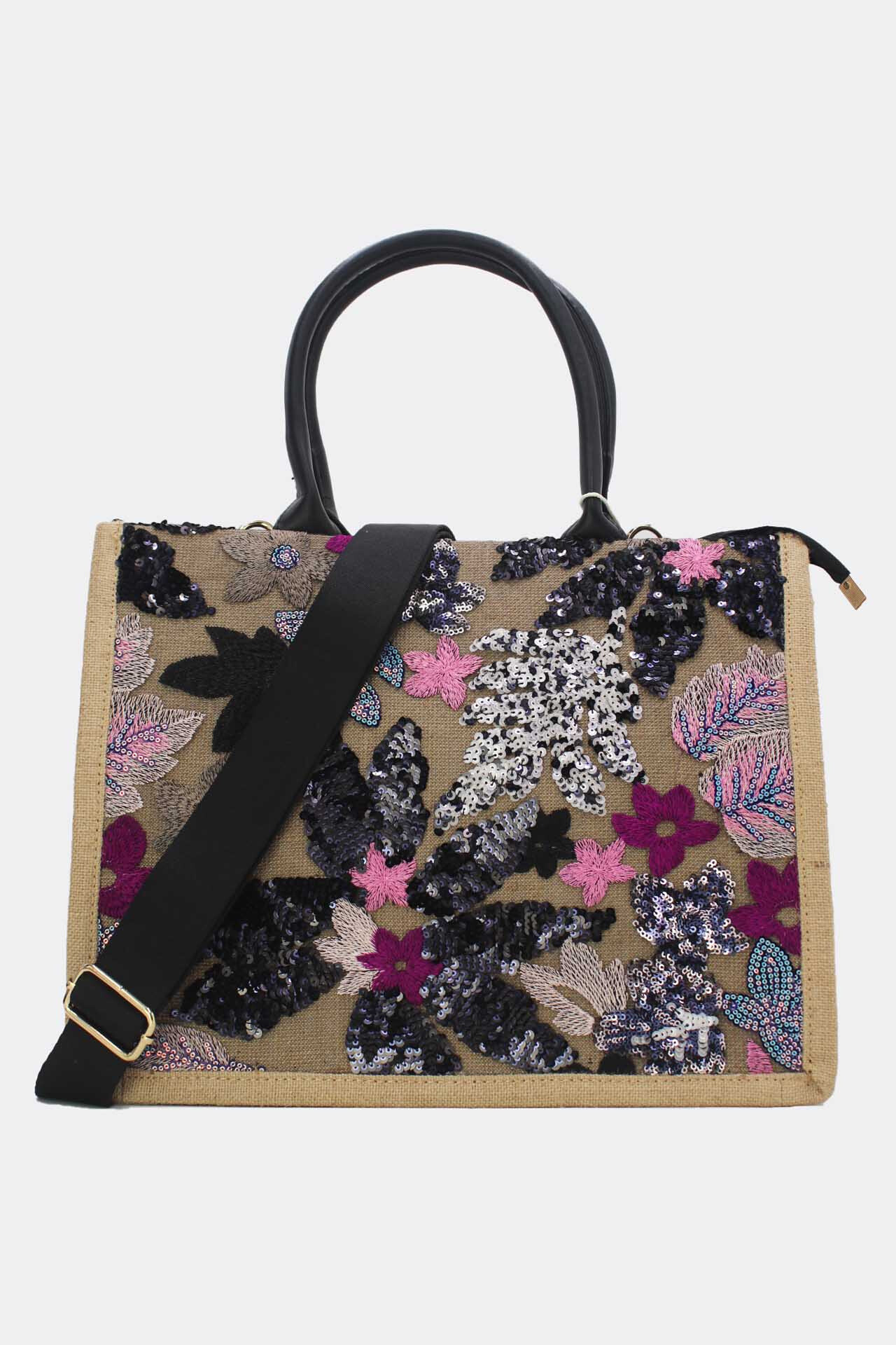 Grossiste Tom & Eva - Sac Cabas Paillettes et Broderie