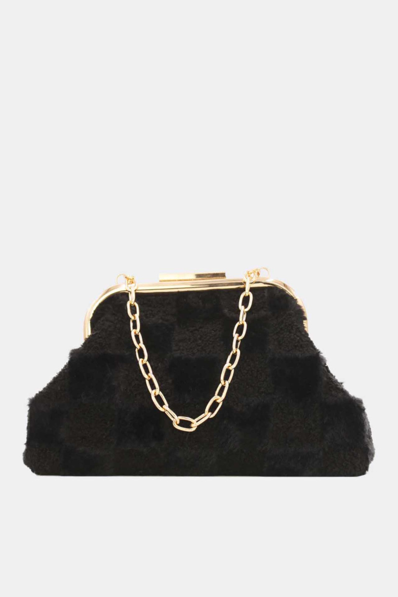 Großhändler Tom & Eva - Kunstfell-Clutch mit Kette