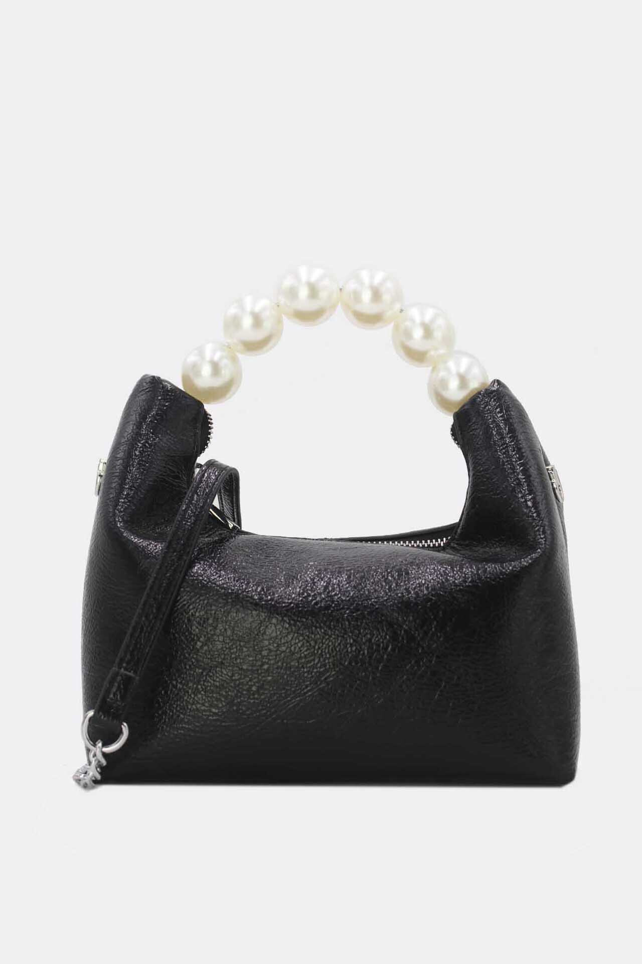 Wholesaler Tom & Eva - Metallic Leather Effect Evening Bag with Pearl Handle