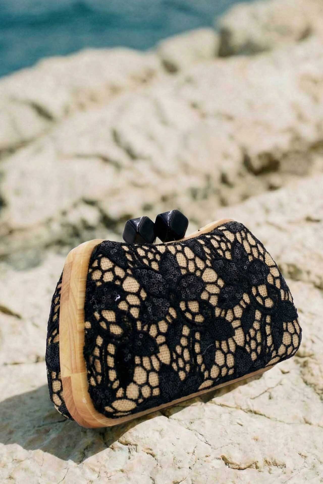 Grossiste Tom & Eva - Pochette Dentelle En Cadre Bois