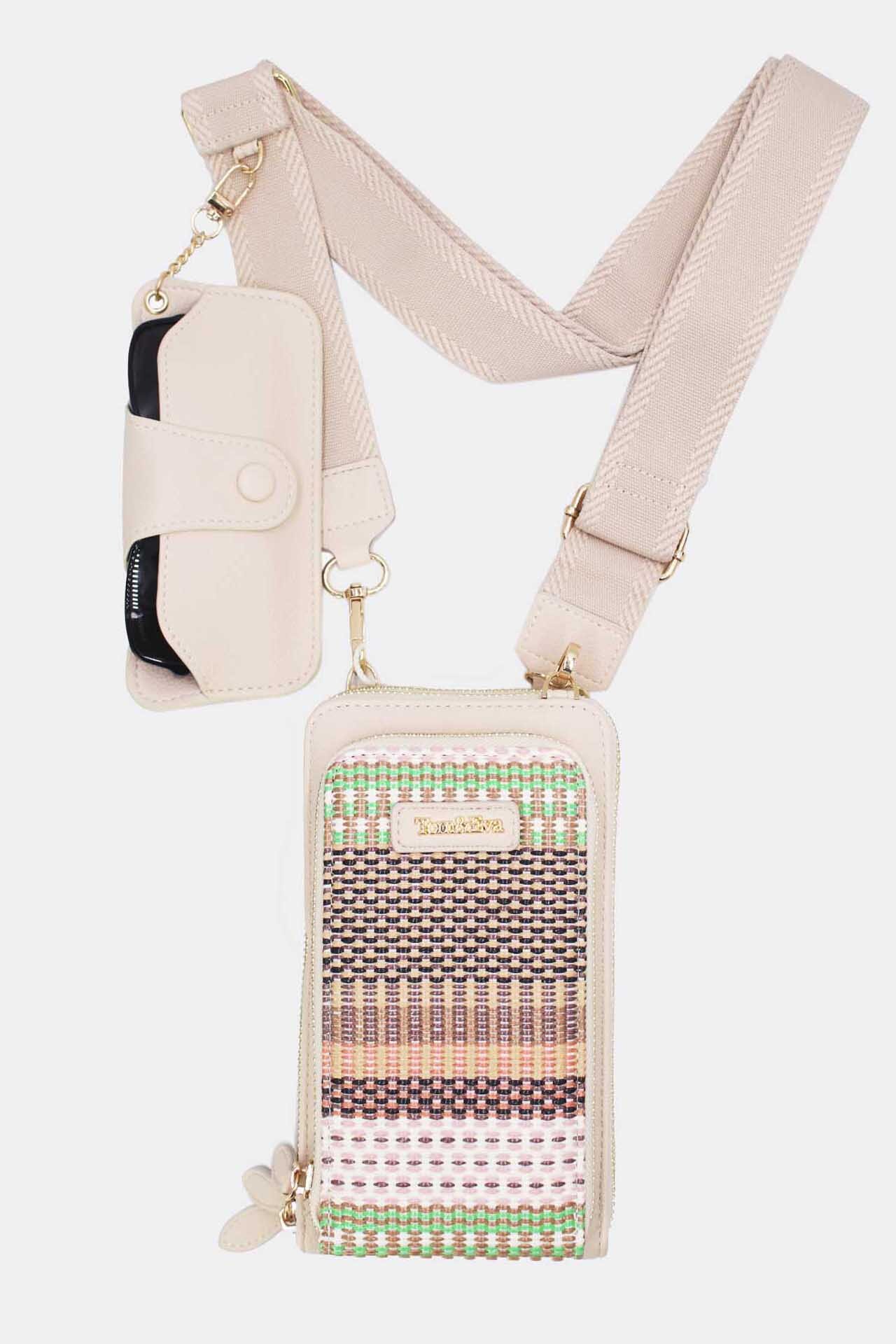 Großhändler Tom & Eva - Handytasche im Stroh-Look mit Brillenhalter
