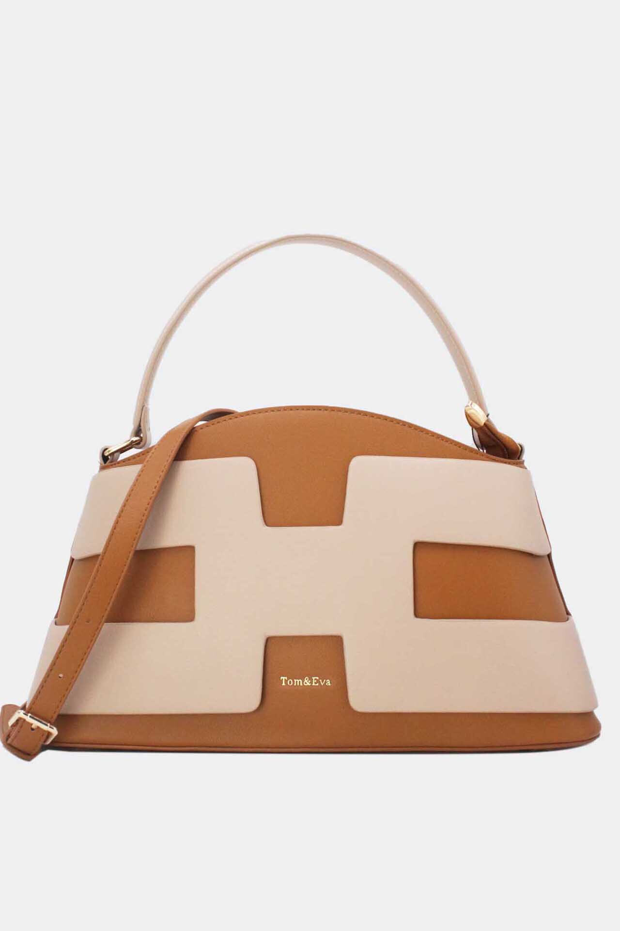 Wholesaler Tom & Eva - Smooth two -color leather effect handbag