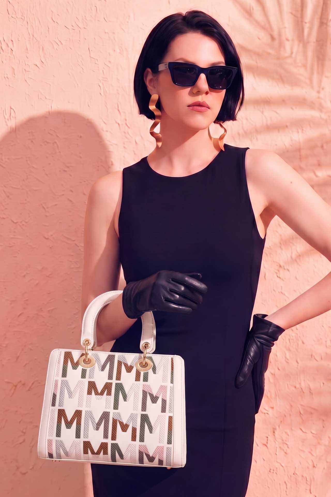 Mayorista Tom & Eva - Bolso de Mano Cuadrado Bordado con Letras