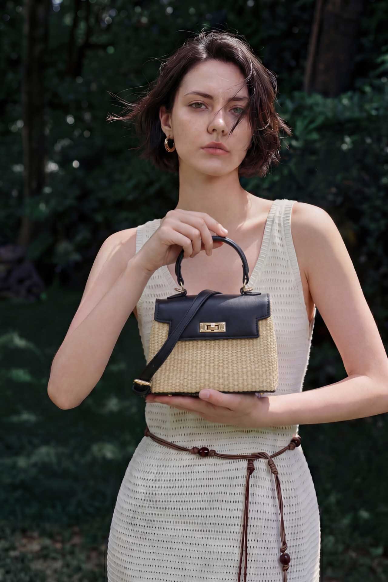 Grossiste Tom & Eva - Petit Sac à Main Effet Paille