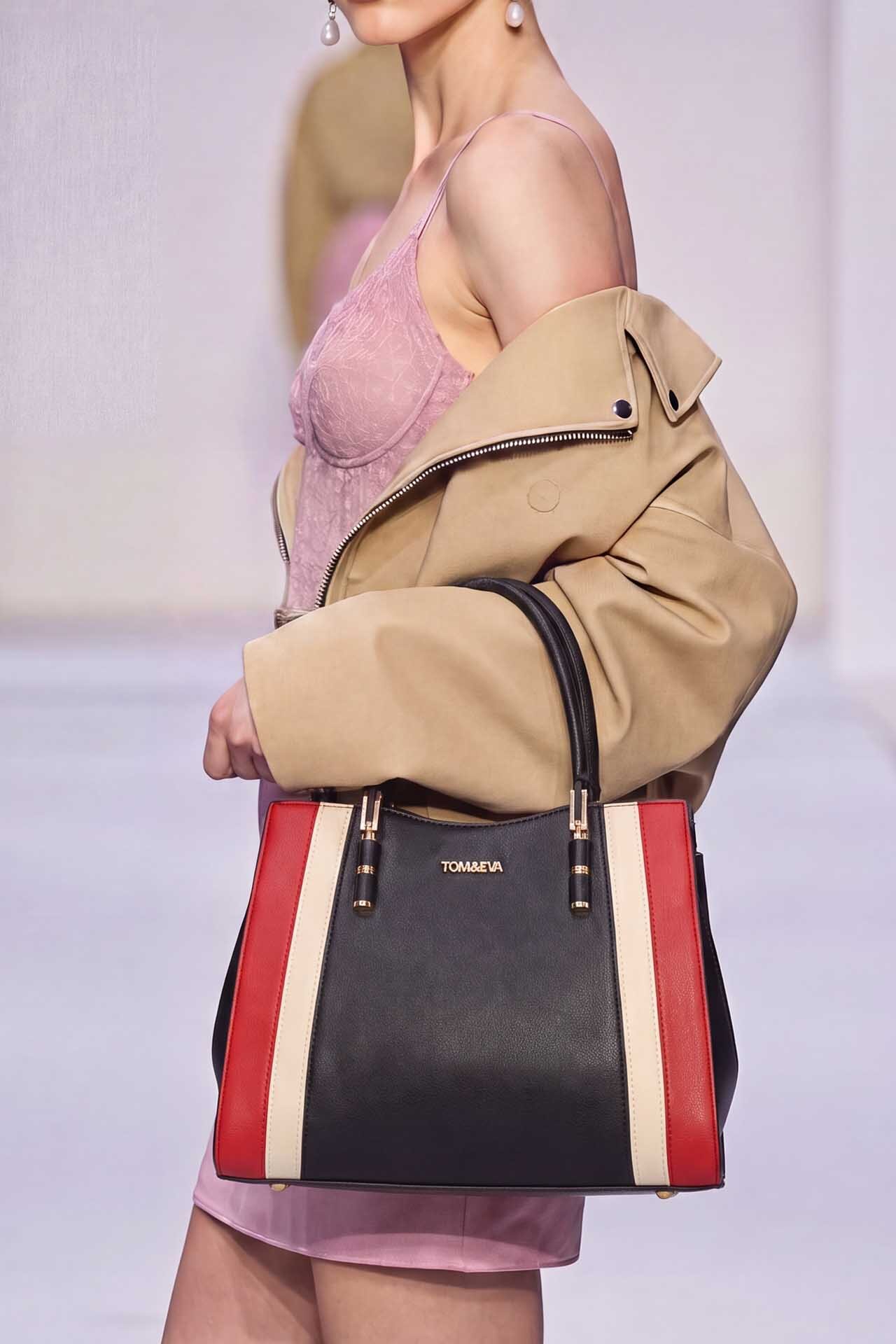 Großhändler Tom & Eva - Patchwork-Handtasche mit mehreren Fächern