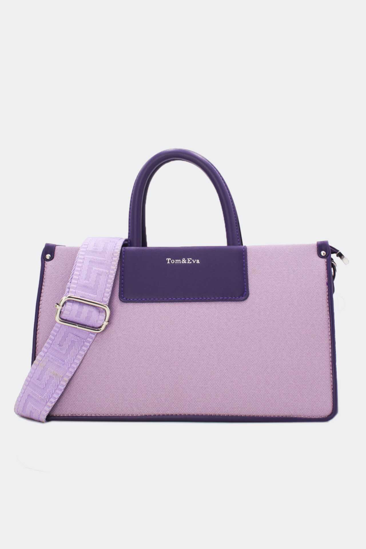 Grossiste Tom & Eva - Medium Sac à Main Effet Tissus Bicolore