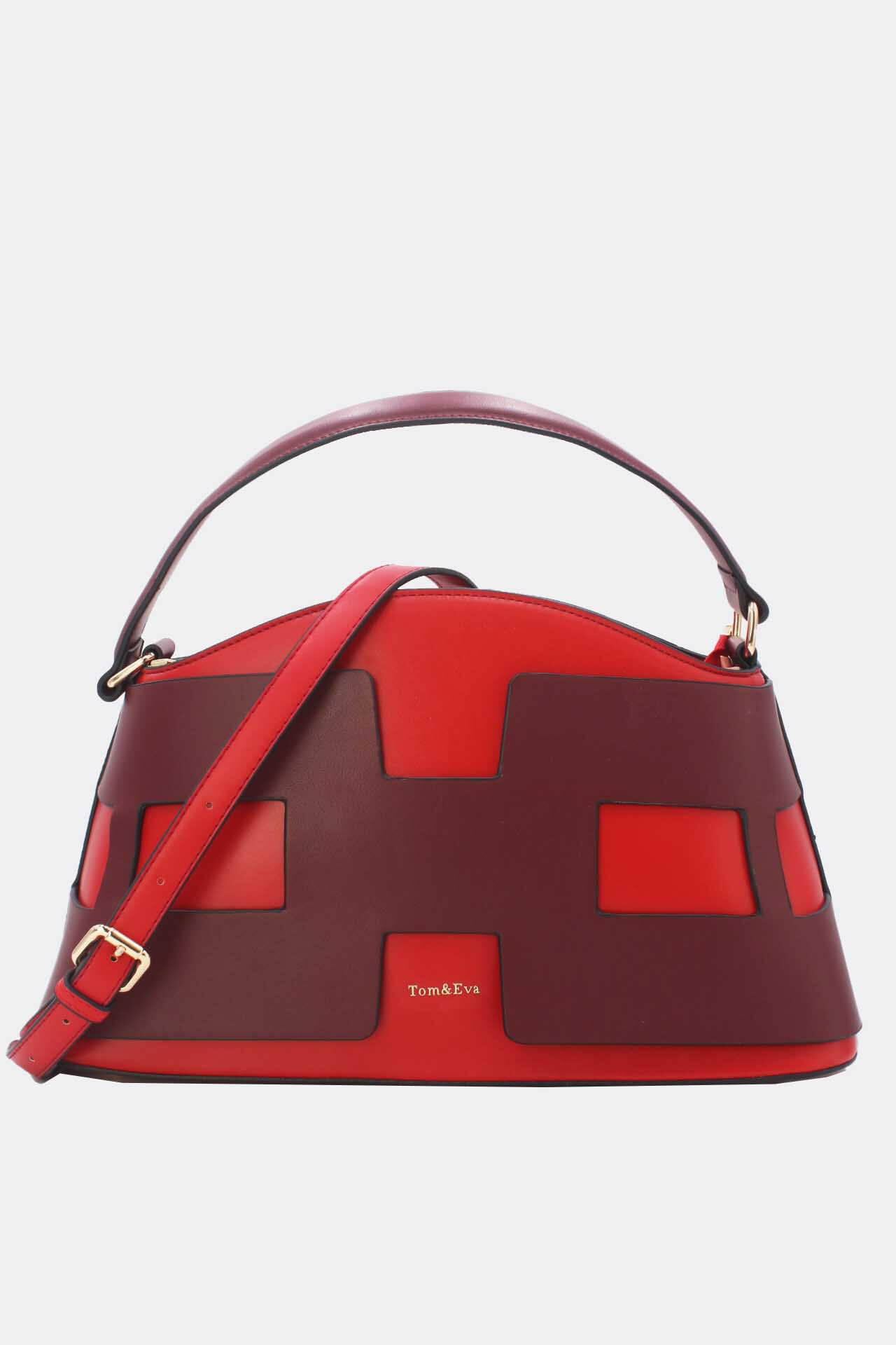 Grossiste Tom & Eva - Sac à Main Effet Cuir Lisse Bicolore