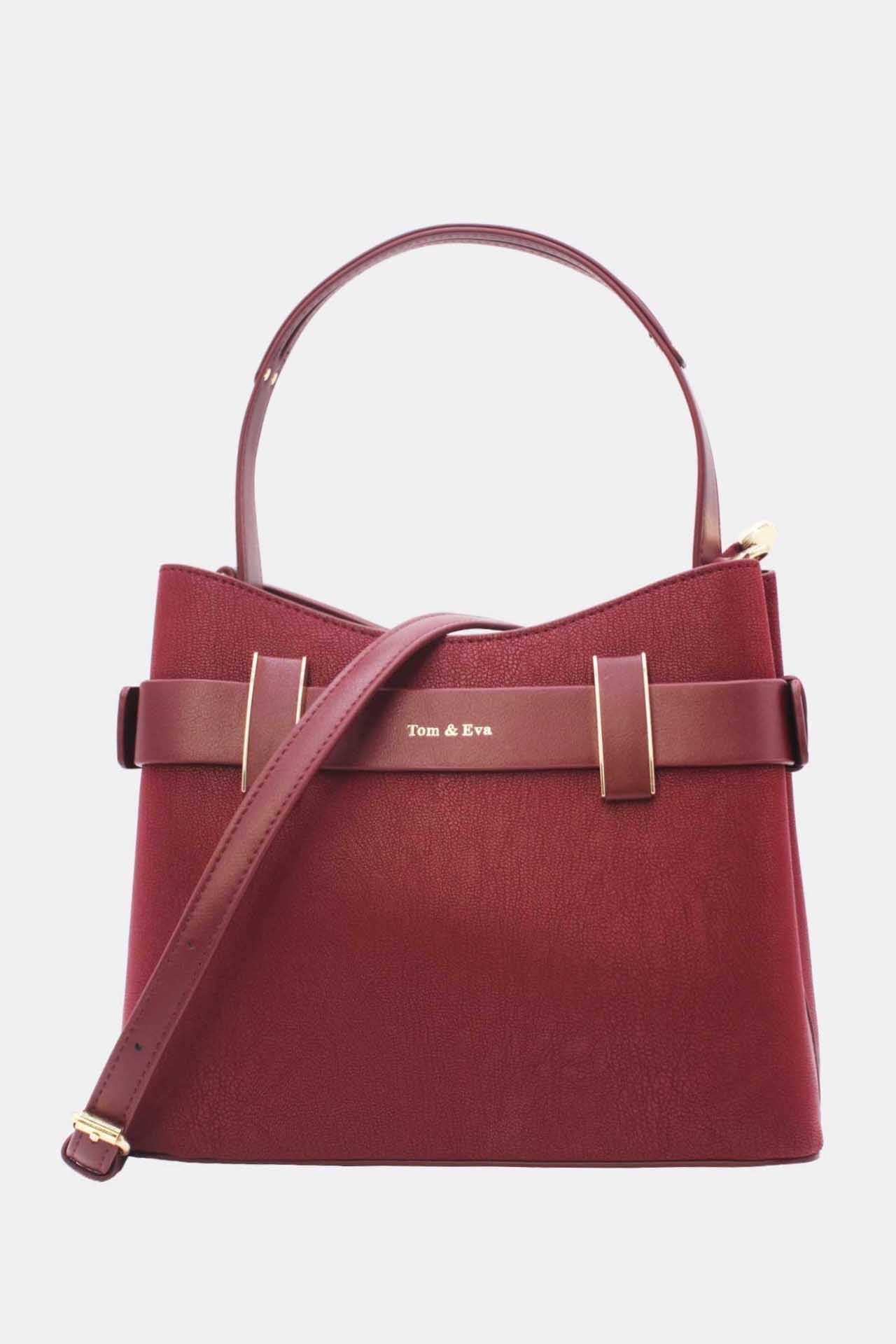 Wholesaler Tom & Eva - Lambskin Effect Handbag with Belt Detail
