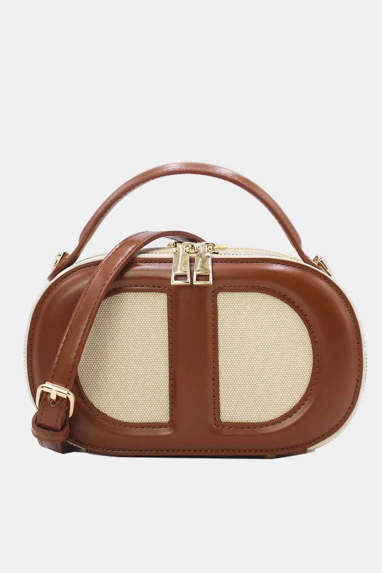 Wholesaler Tom & Eva - Mini Handbag Box Effect Leather And Fabric RESTOCK