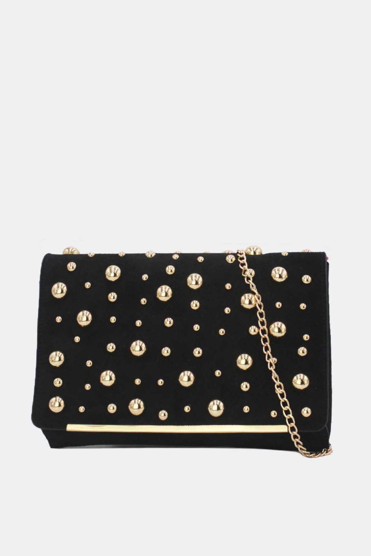 Grossiste Tom & Eva - Pochette Bandoulière Velours Clouté