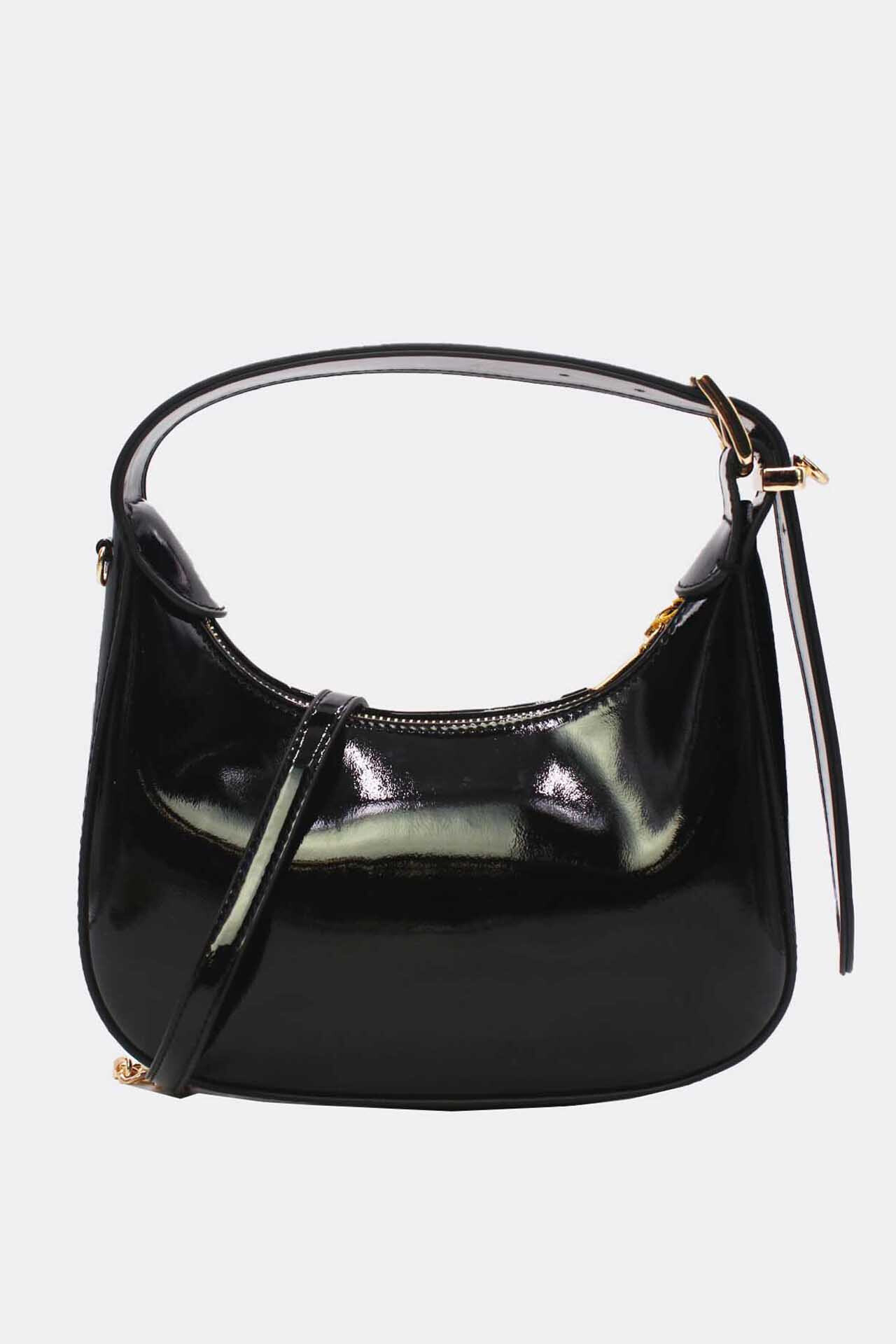 Grossiste Tom & Eva - Sac Porté Épaule Demi Lune Verni Forme Croissant