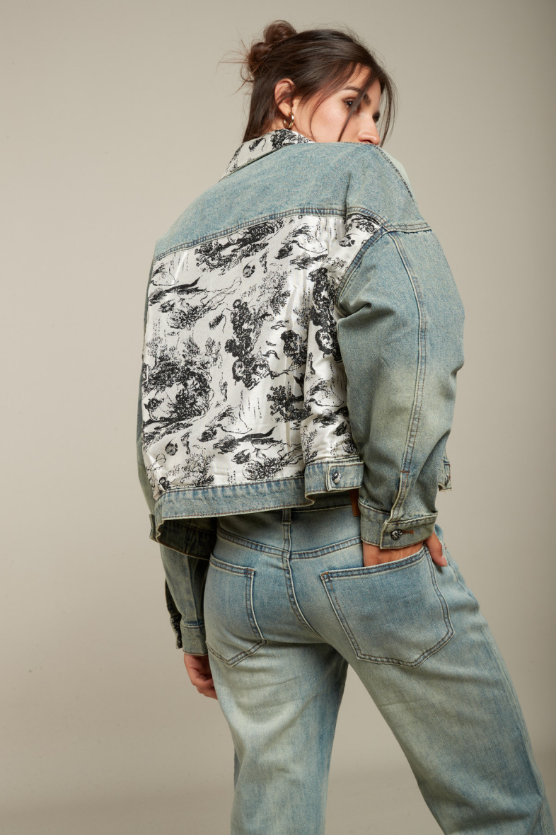 Grossiste Toxik3 - Blouson en jean imprimé satin - Cloud