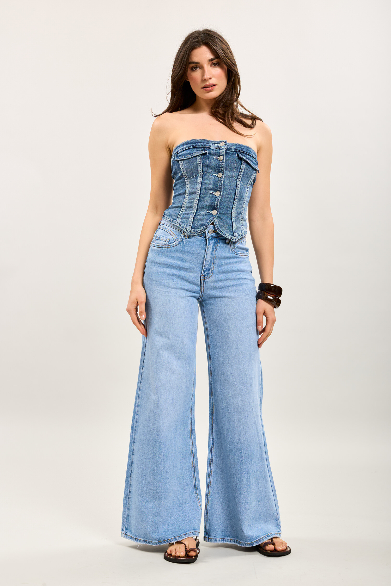 Grossiste Toxik3 - Toxik3 pantalon wide en jean stretch ample