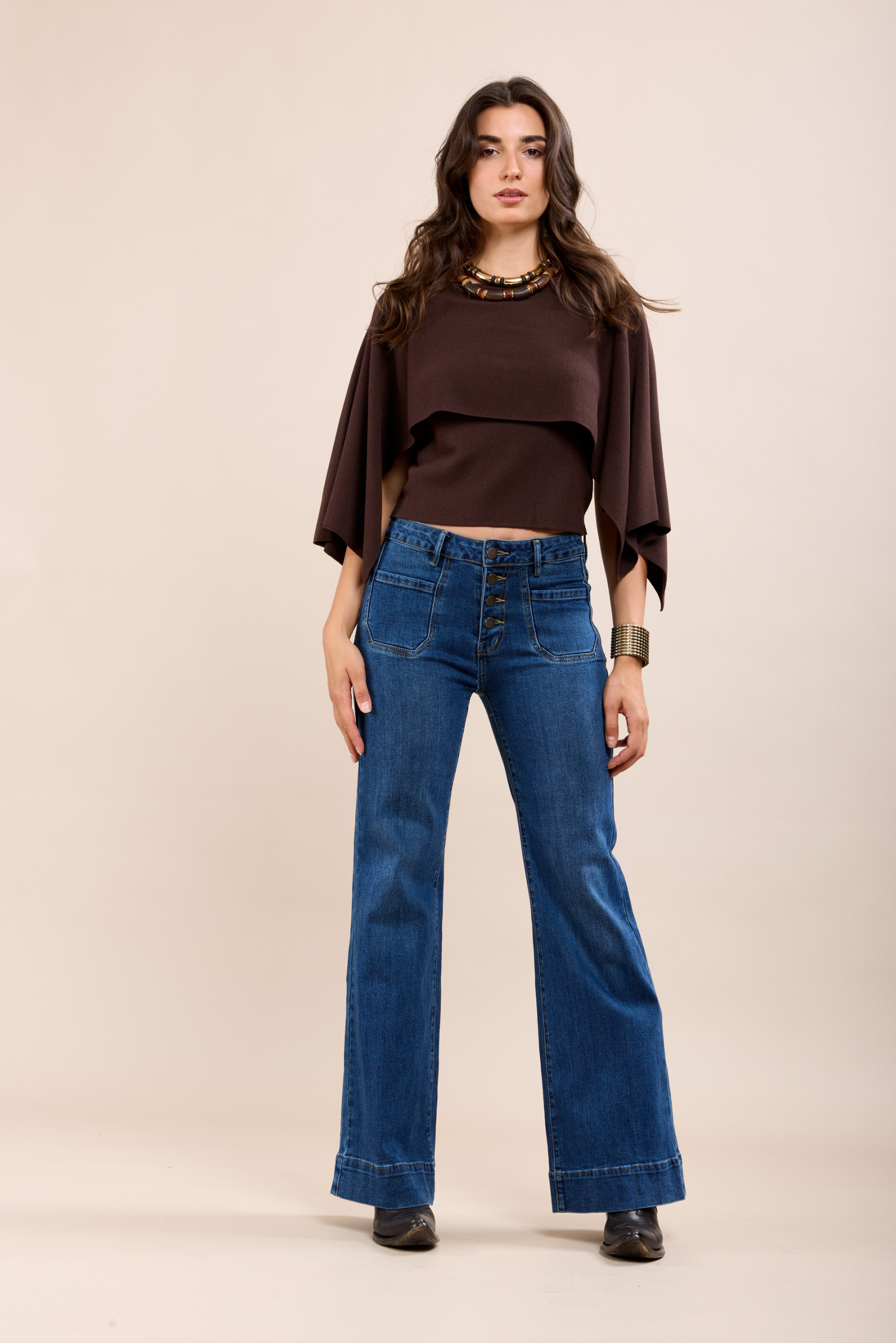 Grossiste Toxik3 - Toxik3 pantalon jean bootcut stretch à boutons grands ourlets