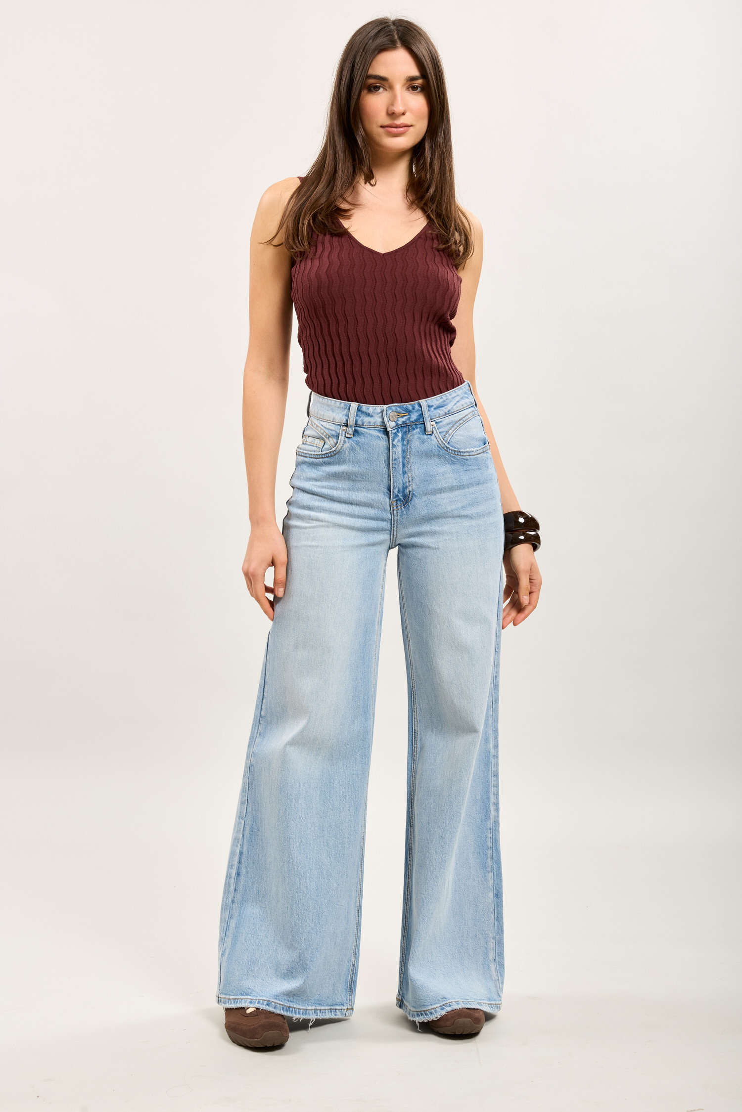 Grossiste Toxik3 - Toxik3 pantalon wide en jean stretch ample