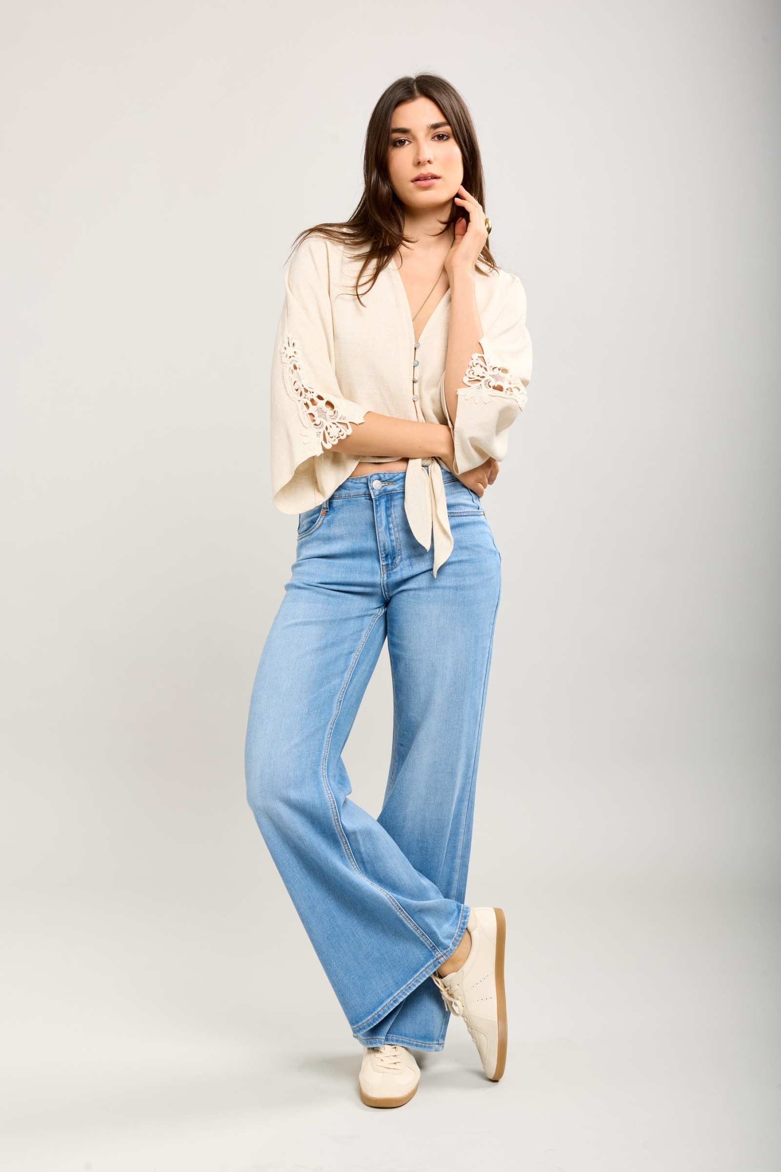 Grossiste Toxik3 - Toxik3 pantalon jean stretch wide découpes triangulaire