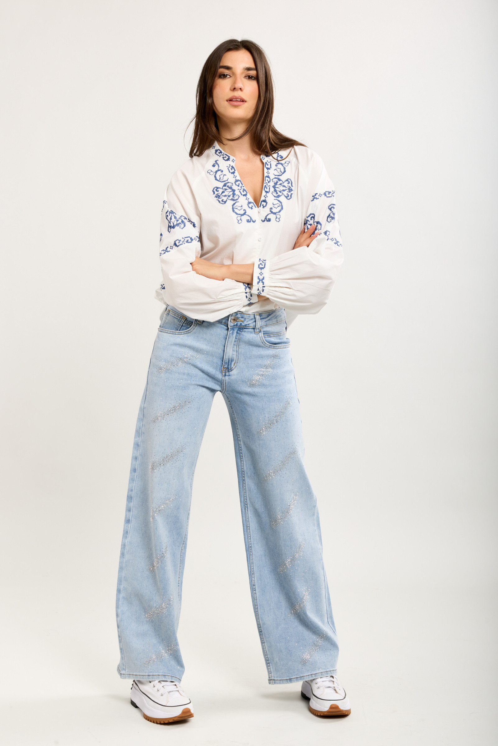 Grossiste Toxik3 - Toxik3 pantalon jean stretch droit strass
