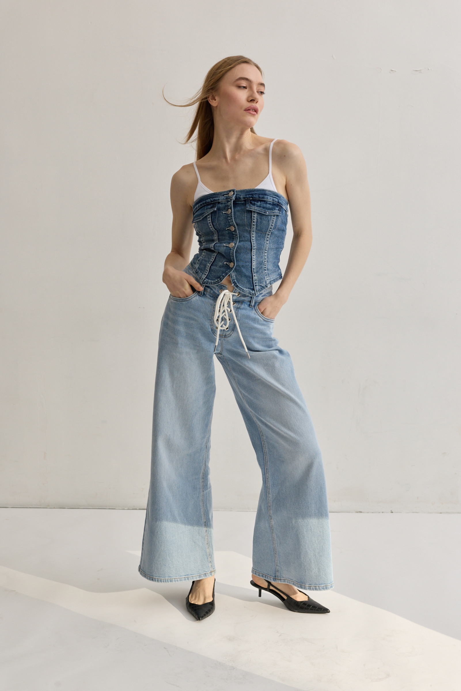 Grossiste Toxik3 - Toxik3 pantalon jean stretch wide lacet