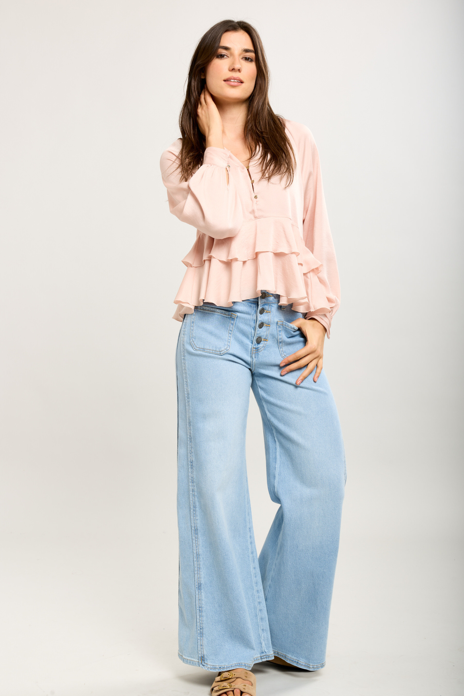 Grossiste Toxik3 - Toxik3 pantalon jean stretch wide nervures bleu jean clair