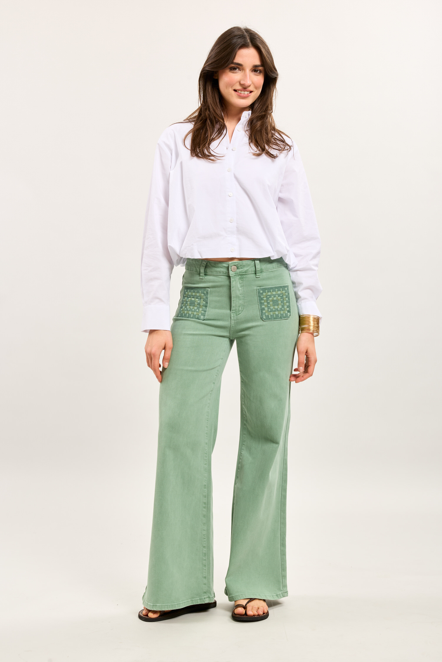Grossiste Toxik3 - Toxik3 pantalon jean stretch flare poches brodées