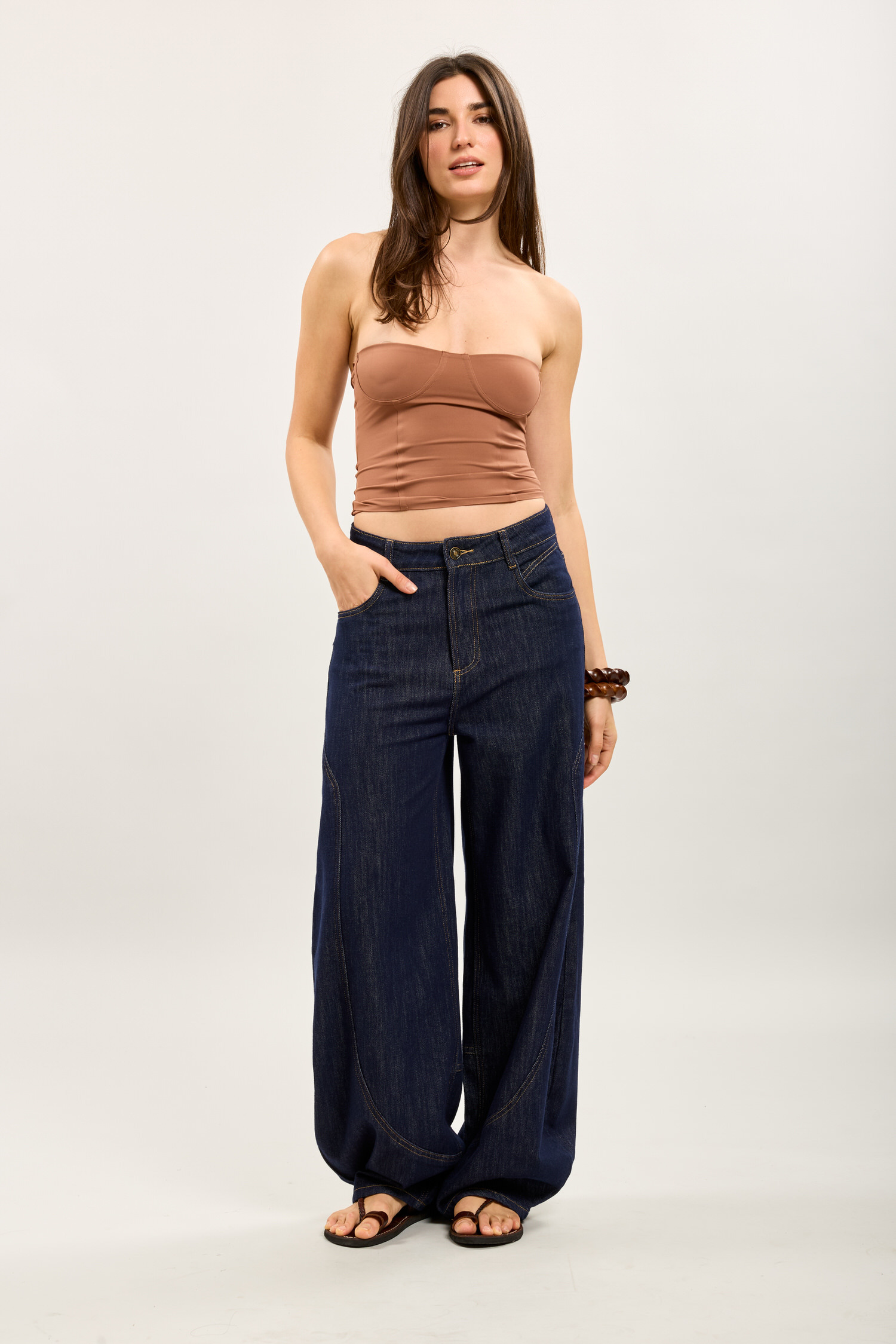 Grossiste Toxik3 - Toxik3 pantalon jean stretch barrel surpiqûre jaune bleu jean brut