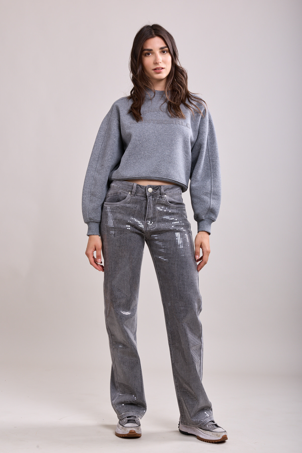 Wholesaler Toxik3 - Wide leg jeans with shiny patch - Jam