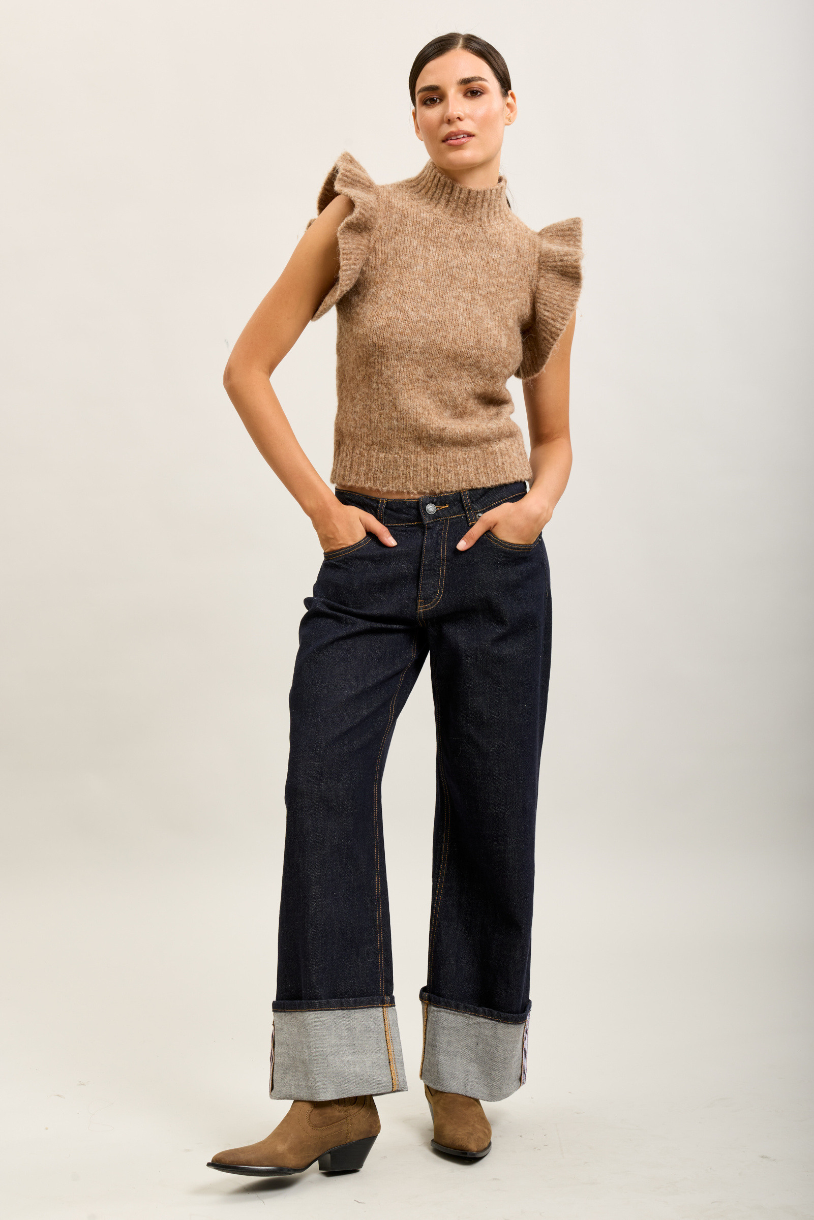 Grossista Toxik3 - Toxik3 jeans maxi elasticizzati a gamba larga con risvolto