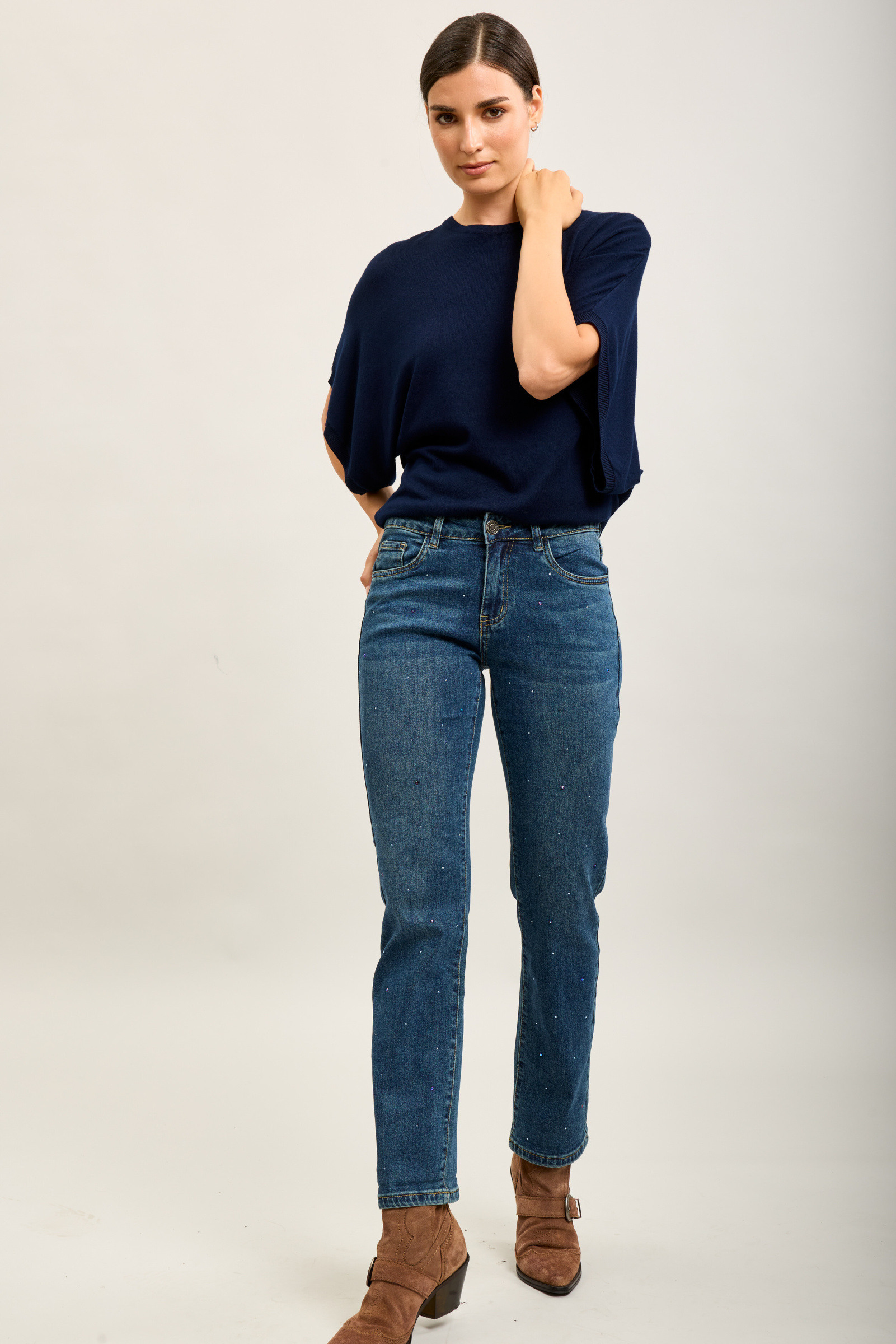 Wholesaler Toxik3 - Toxik3 straight-leg stretch denim jeans with rhinestones